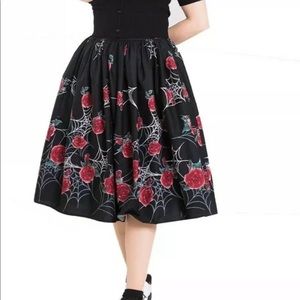HellBunny Sabrina Rose & Spiderweb Cotton Skirt